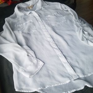 Decree White Chiffon Blouse L